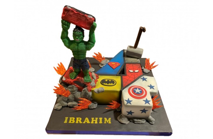 Superhero Detailed Number Cake